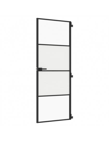 Porta per Interni Nera 76x201,5cm Vetro Temperato e Alluminio
