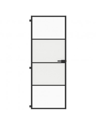 Porta per Interni Nera 76x201,5cm Vetro Temperato e Alluminio