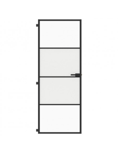 Porta per Interni Nera 76x201,5cm Vetro Temperato e Alluminio
