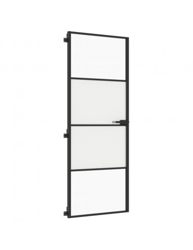 Porta per Interni Nera 76x201,5cm Vetro Temperato e Alluminio