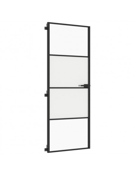Porta per Interni Nera 76x201,5cm Vetro Temperato e Alluminio