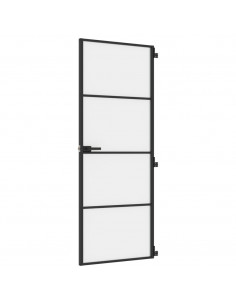 Porta per Interni Nera 76x201,5cm Vetro Temperato e Alluminio 2