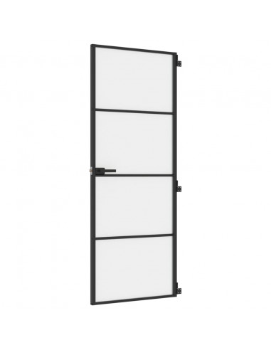 Porta per Interni Nera 76x201,5cm Vetro Temperato e Alluminio