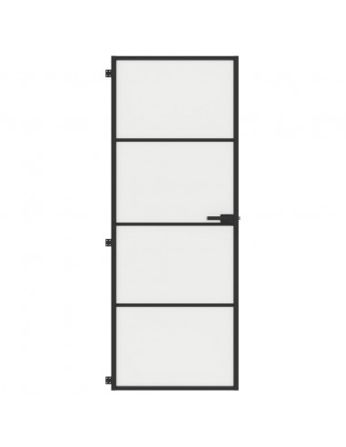 Porta per Interni Nera 76x201,5cm Vetro Temperato e Alluminio