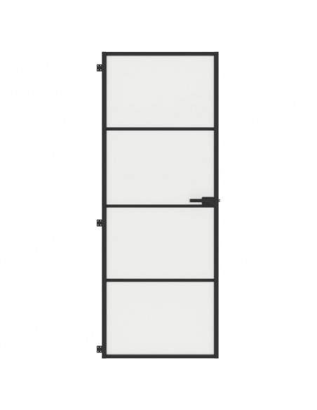 Porta per Interni Nera 76x201,5cm Vetro Temperato e Alluminio