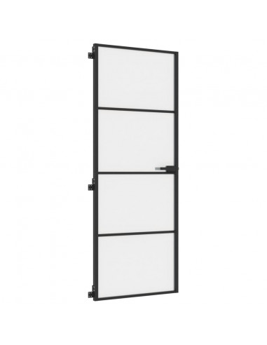 Porta per Interni Nera 76x201,5cm Vetro Temperato e Alluminio