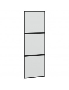 Porta Scorrevole Nera 76x205 cm in Vetro Temperato e Alluminio 2