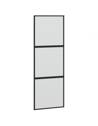 Porta Scorrevole Nera 76x205 cm in Vetro Temperato e Alluminio