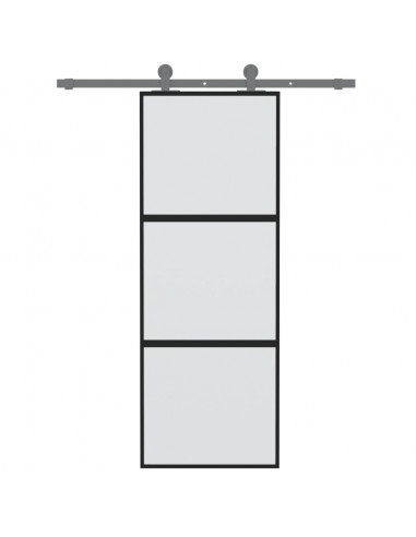 Porta Scorrevole Nera 76x205 cm in Vetro Temperato e Alluminio