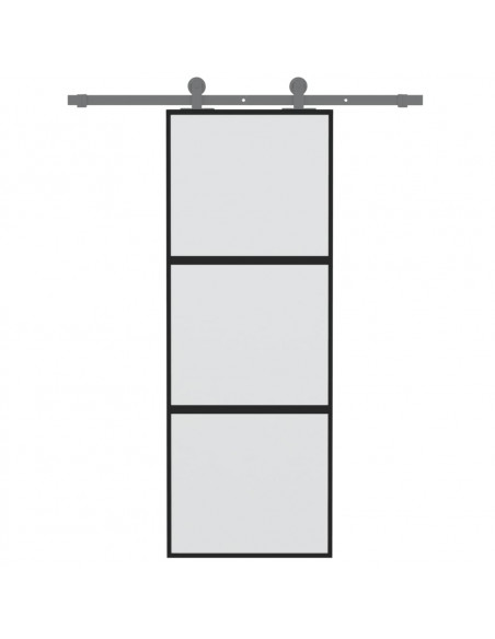 Porta Scorrevole Nera 76x205 cm in Vetro Temperato e Alluminio