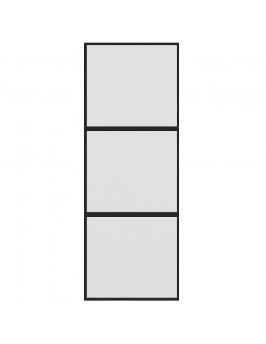 Porta Scorrevole Nera 76x205 cm in Vetro Temperato e Alluminio