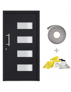 Porta d'Ingresso in Alluminio e PVC Antracite 100x210 cm 2