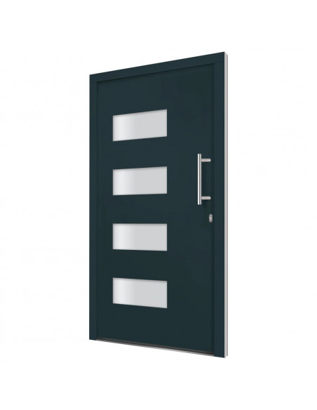 Porta d'Ingresso in Alluminio e PVC Antracite 110x210 cm