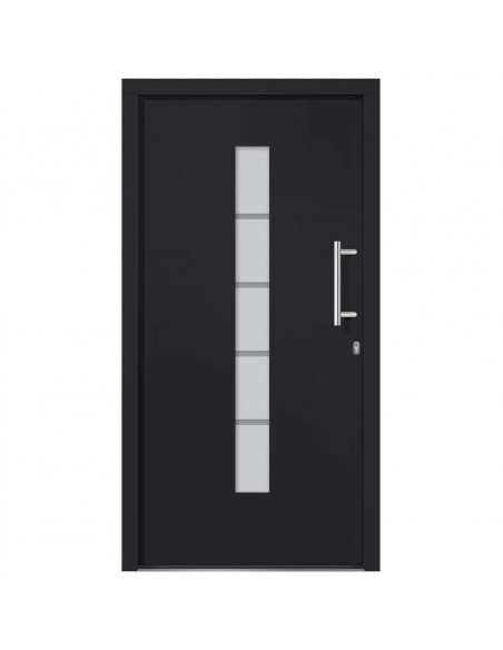 Porta d'Ingresso in Alluminio e PVC Antracite 110x210 cm