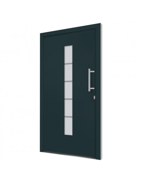 Porta d'Ingresso in Alluminio e PVC Antracite 110x210 cm