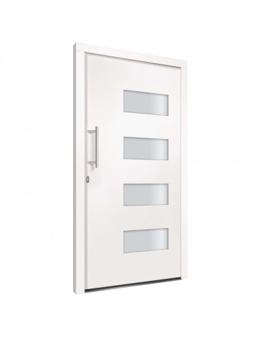 Porta d'Ingresso in Alluminio e PVC Bianco 100x200 cm