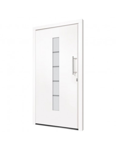 Porta d'Ingresso in Alluminio e PVC Bianco 110x210 cm