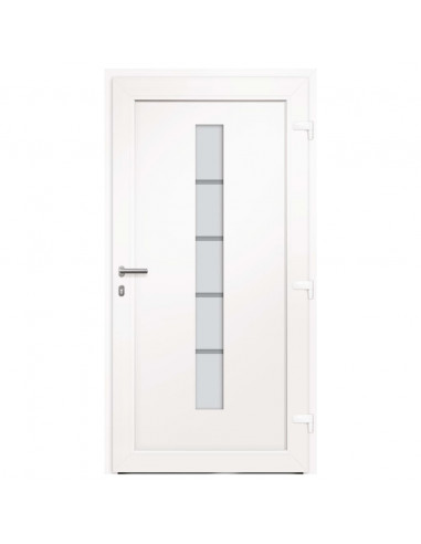 Porta d'Ingresso in Alluminio e PVC Bianco 110x210 cm
