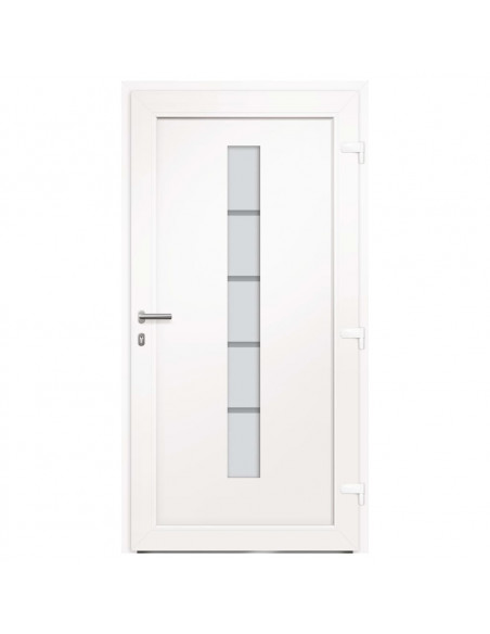 Porta d'Ingresso in Alluminio e PVC Bianco 110x210 cm