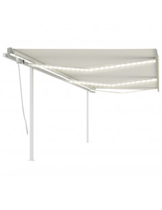 Tenda da Sole Retrattile Manuale con LED 6x3 m Crema 2