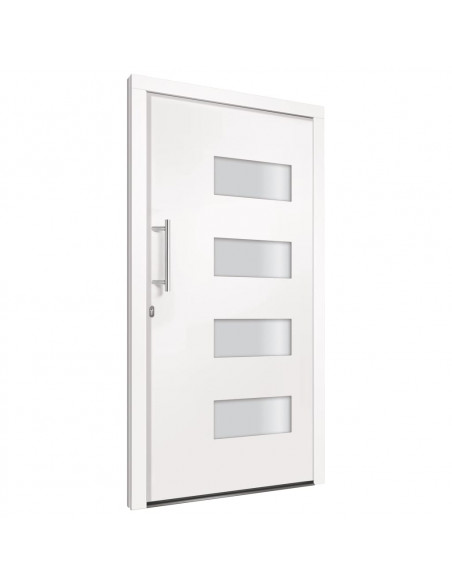 Porta d'Ingresso in Alluminio e PVC Bianco 110x210 cm