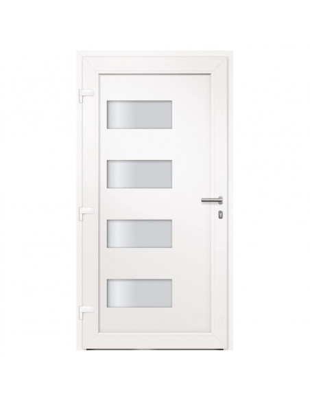 Porta d'Ingresso in Alluminio e PVC Bianco 110x210 cm