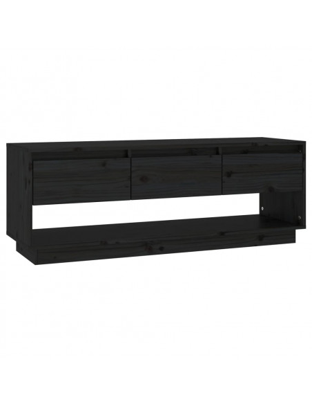 Mobile Porta TV Nero 110,5x34x40 cm in Legno Massello di Pino