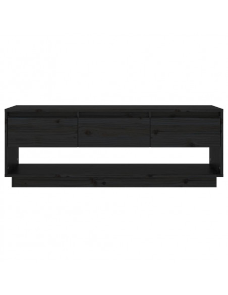 Mobile Porta TV Nero 110,5x34x40 cm in Legno Massello di Pino