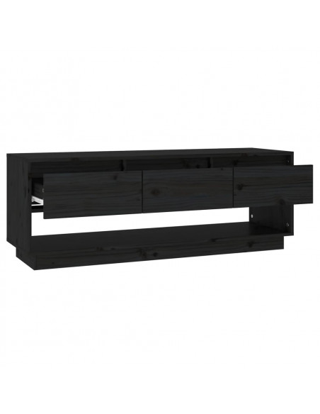 Mobile Porta TV Nero 110,5x34x40 cm in Legno Massello di Pino