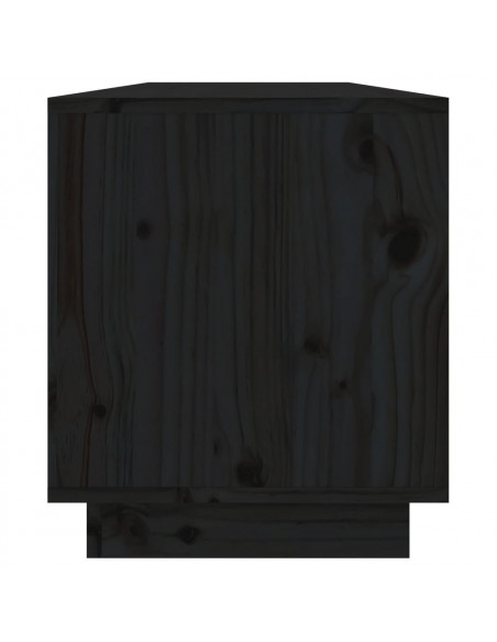 Mobile Porta TV Nero 110,5x34x40 cm in Legno Massello di Pino