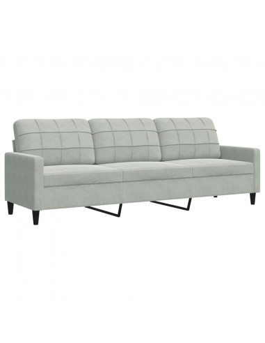 Divano a 3 Posti Grigio Chiaro 210 cm in Velluto