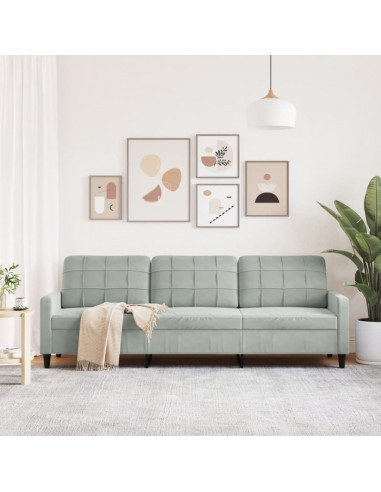 Divano a 3 Posti Grigio Chiaro 210 cm in Velluto
