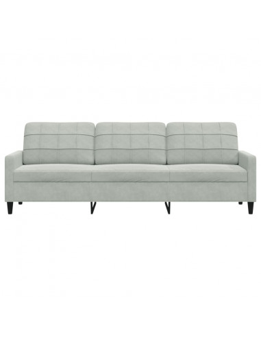 Divano a 3 Posti Grigio Chiaro 210 cm in Velluto