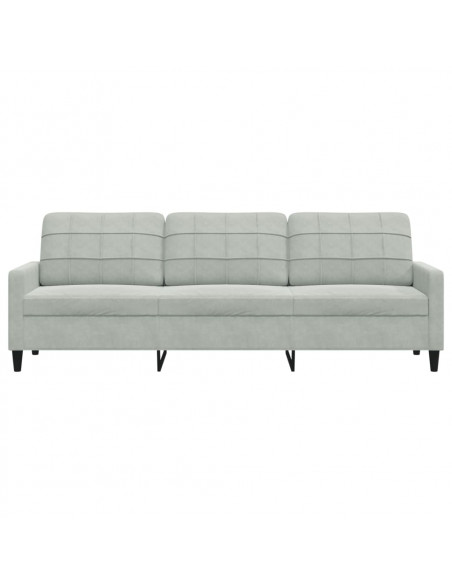 Divano a 3 Posti Grigio Chiaro 210 cm in Velluto
