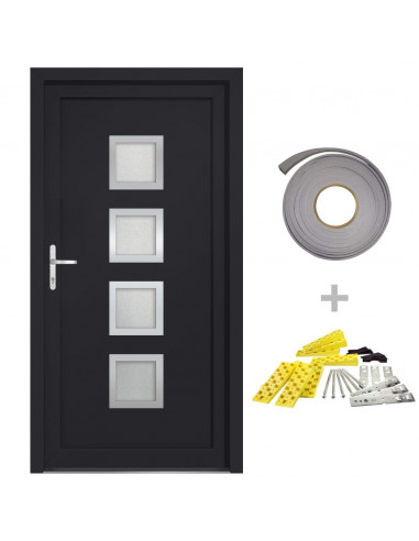 Porta Ingresso Antracite 88x200 cm in PVC