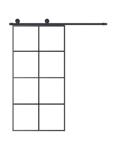 Porta Scorrevole con Ferramenta 102,5x205cm Vetro ESG Alluminio