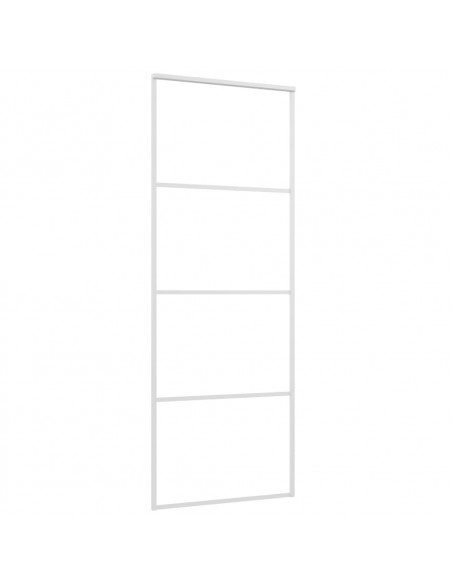Porta Scorrevole in Vetro ESG e Alluminio 76x205 cm Bianca