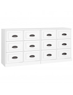 Credenze 2 pz Bianche in Legno Multistrato 2