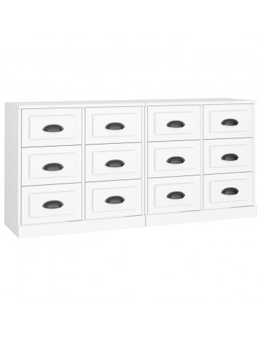 Credenze 2 pz Bianche in Legno Multistrato