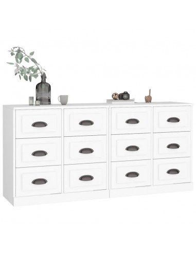 Credenze 2 pz Bianche in Legno Multistrato