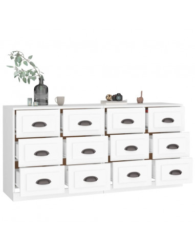 Credenze 2 pz Bianche in Legno Multistrato