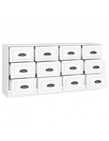 Credenze 2 pz Bianche in Legno Multistrato