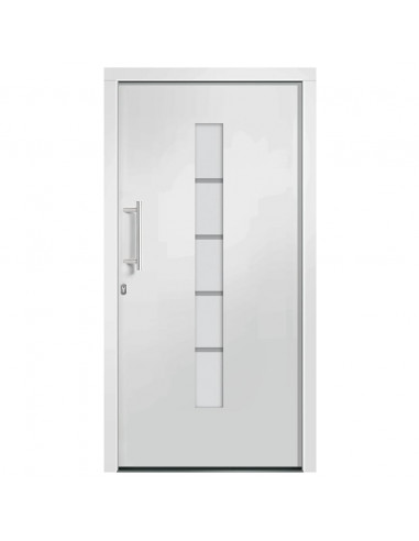 Porta d'Ingresso in Alluminio e PVC Bianco 100x210 cm