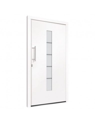 Porta d'Ingresso in Alluminio e PVC Bianco 100x210 cm