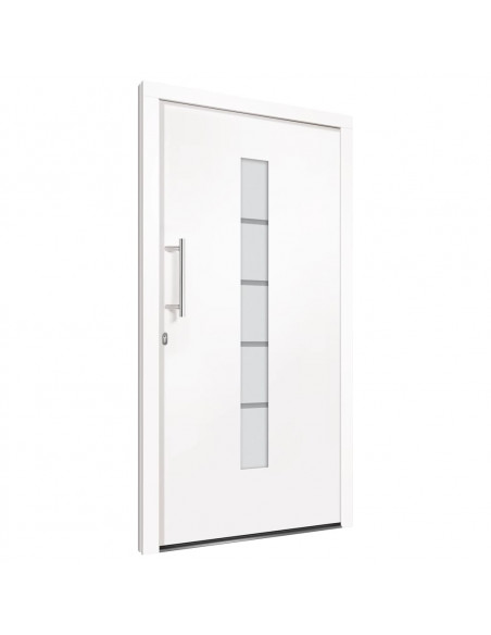 Porta d'Ingresso in Alluminio e PVC Bianco 100x210 cm