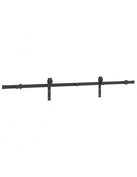Kit di Binari per Porte Scorrevoli 200 cm Acciaio Nero