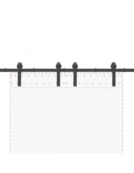 Kit di Binari per Porte Scorrevoli 200 cm Acciaio Nero