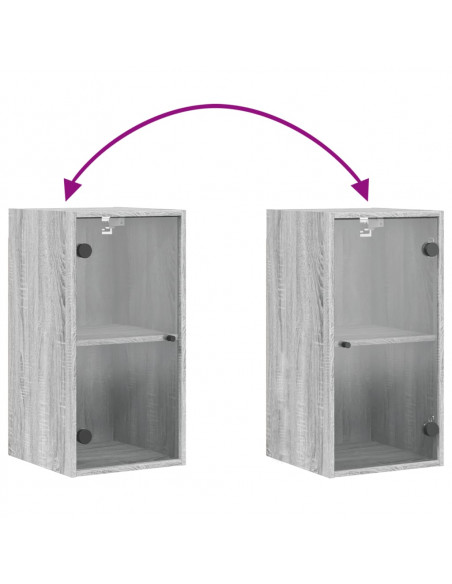 Mobile a Muro con Ante in Vetro Grigio Sonoma 35x37x68,5 cm