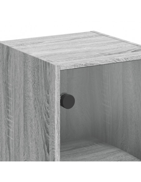 Mobile a Muro con Ante in Vetro Grigio Sonoma 35x37x68,5 cm