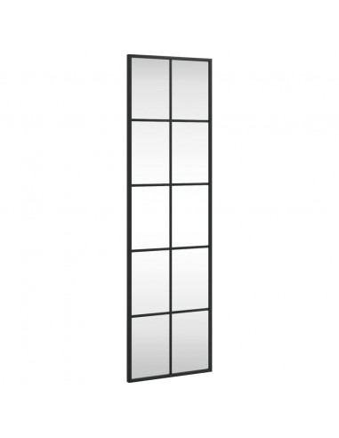 Specchio da Parete Nero 30x100 cm Rettangolare in Ferro
